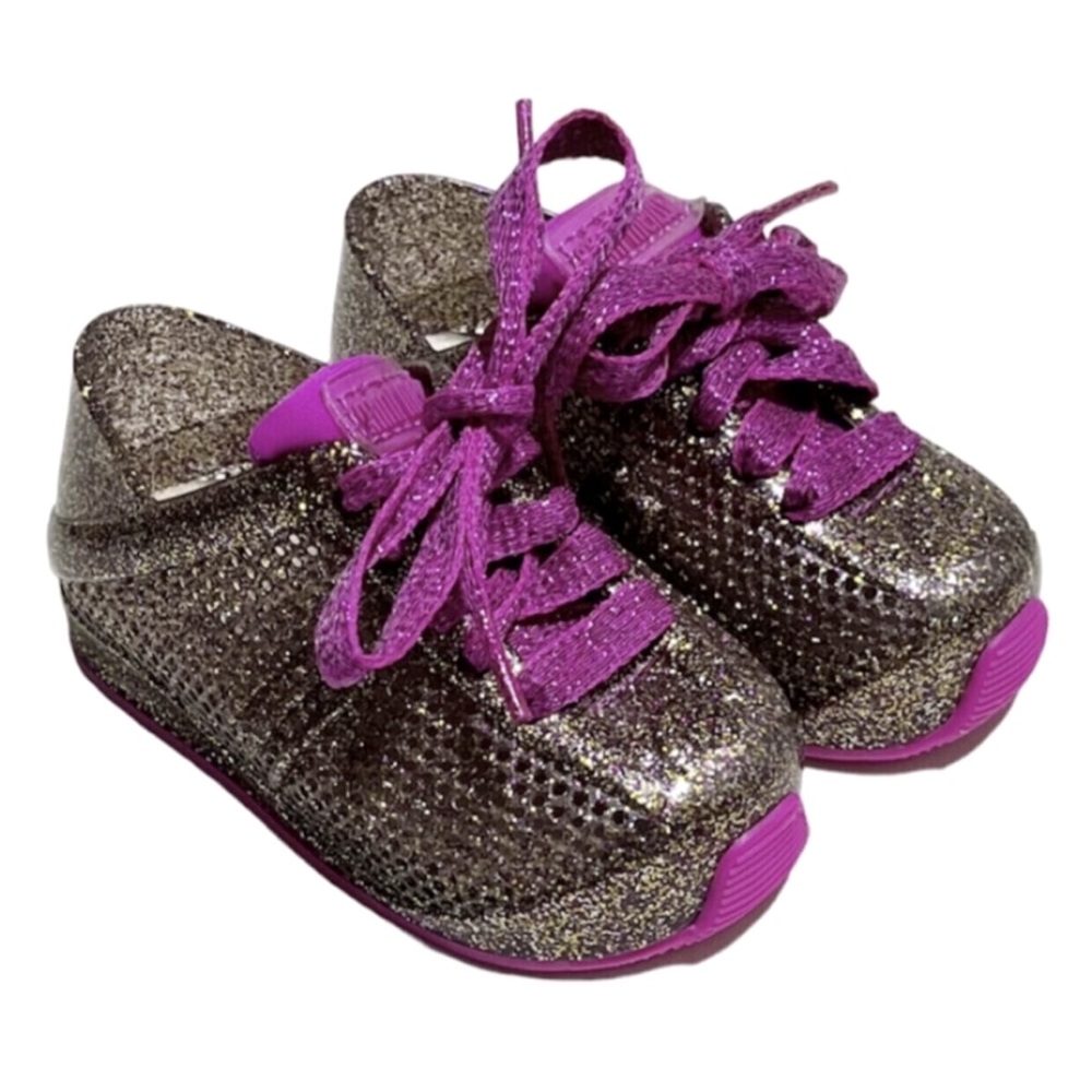Mini Melissa gold glitter sneakers 5 infant